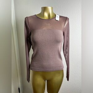 GAP Mauve Sheer Long Sleeve Blouse XS